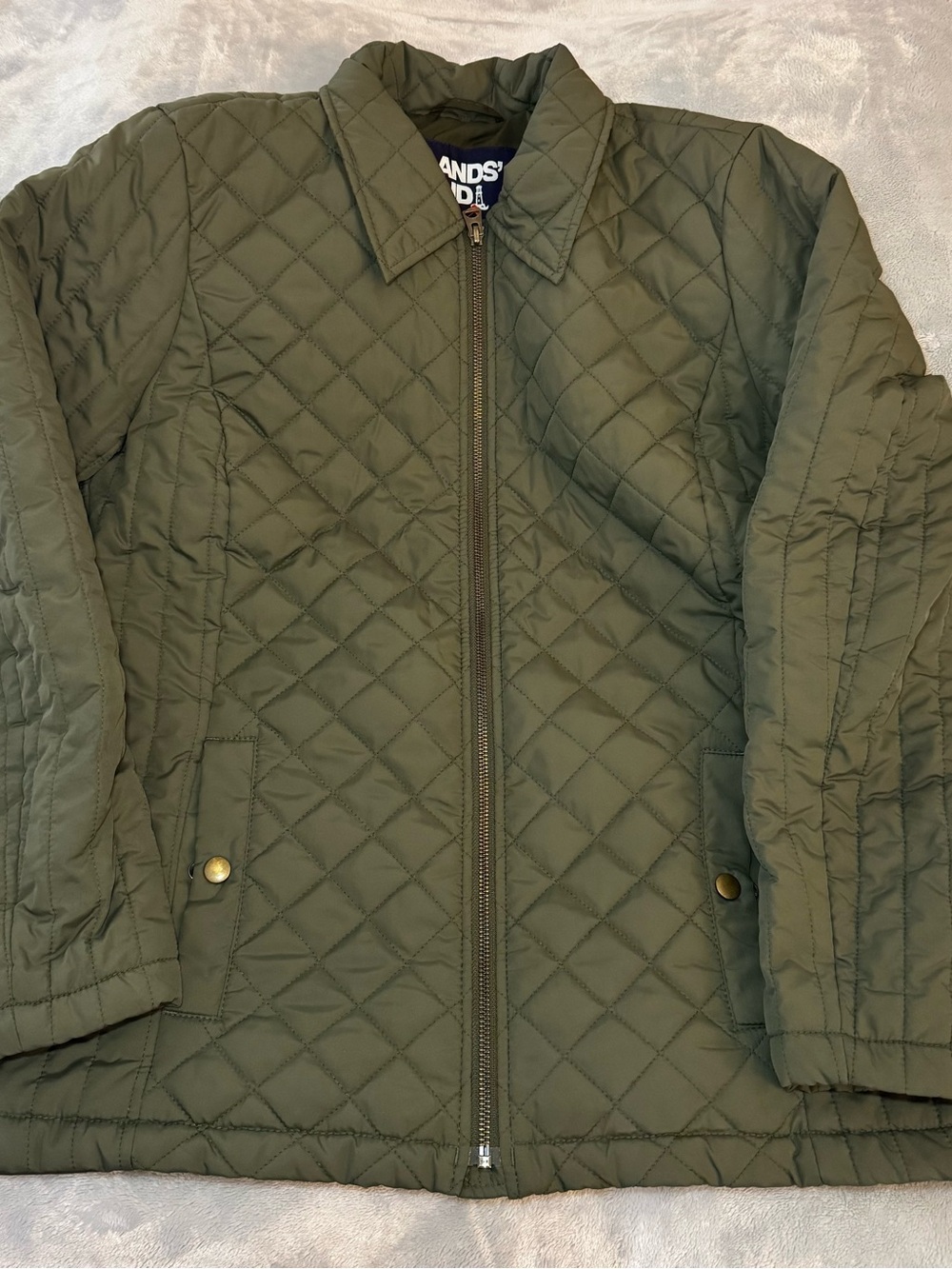 Lands' End Quilted Military Green Utility Jacket